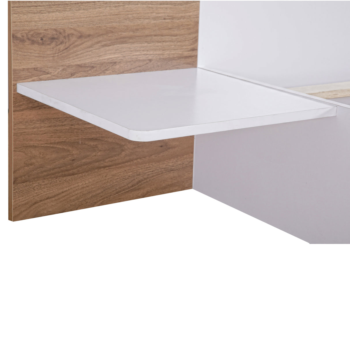 Queen Size Platform Bed with Headboard, Drawers, Shelves, USB Ports and Sockets White