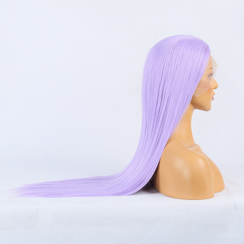 Wig Natural Transition Wig Light Purple Chemical Fiber Front Lace Long Straight Hair Matte High Temperature Silk Headgear - V.I.P Digital Presence