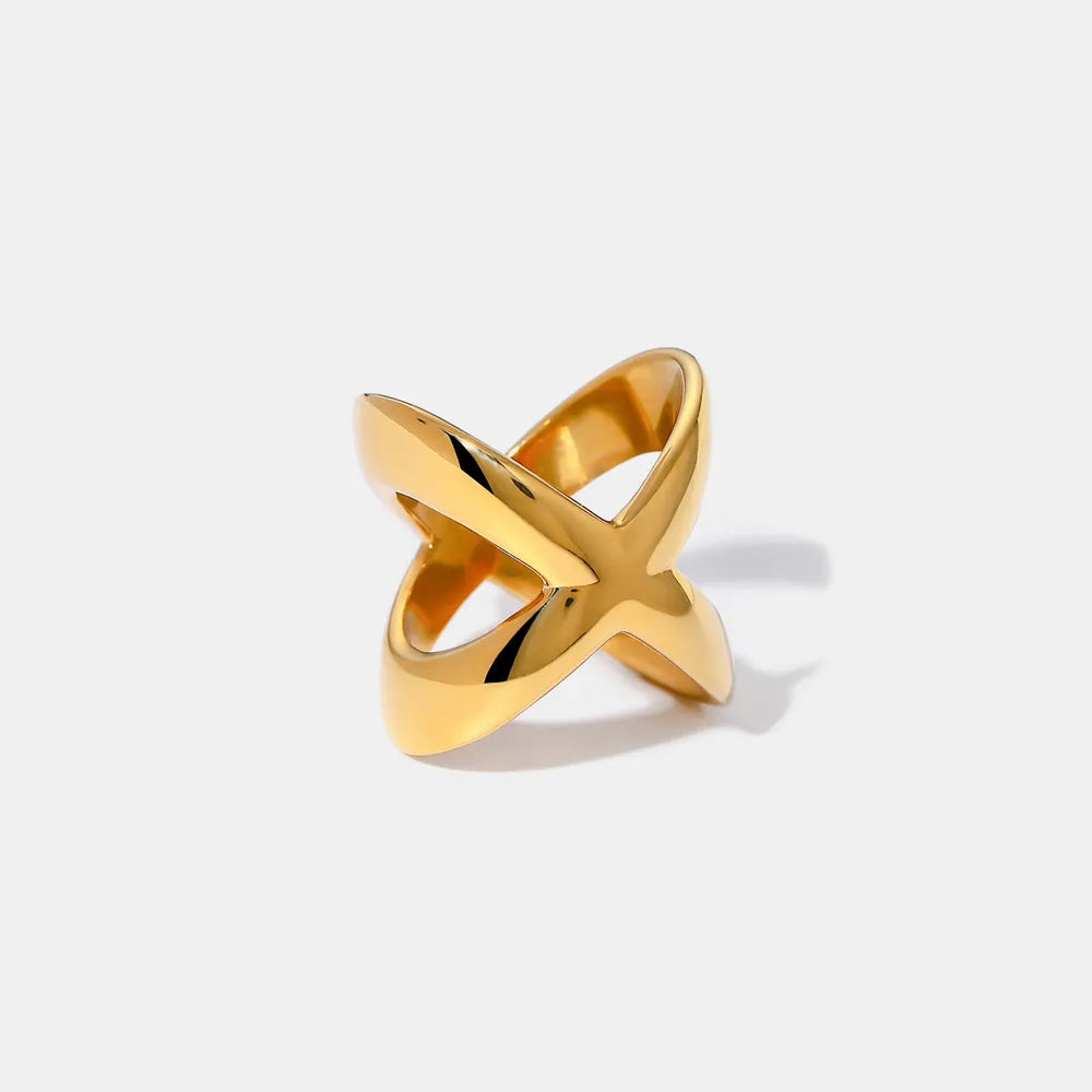 18K Gold-Plated Crisscross Ring - V.I.P Digital Presence