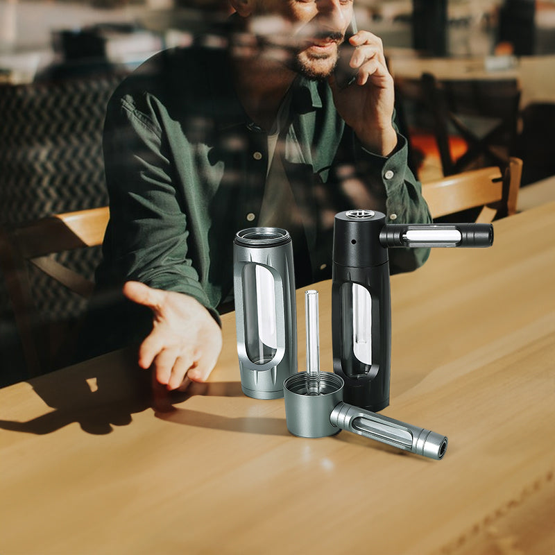 Portable metal smoking pipe with 155mm glass bowls, for dry tobacco & herb, hookah shisha pipe accessories. - V.I.P Digital Presence