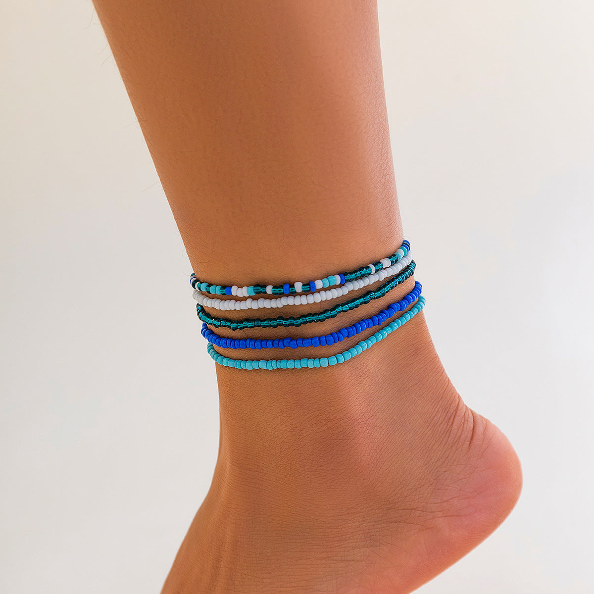 Melad color summer beach rice bead ankle chain Anklet multi-layer stacking versatile ankle chain - V.I.P Digital Presence