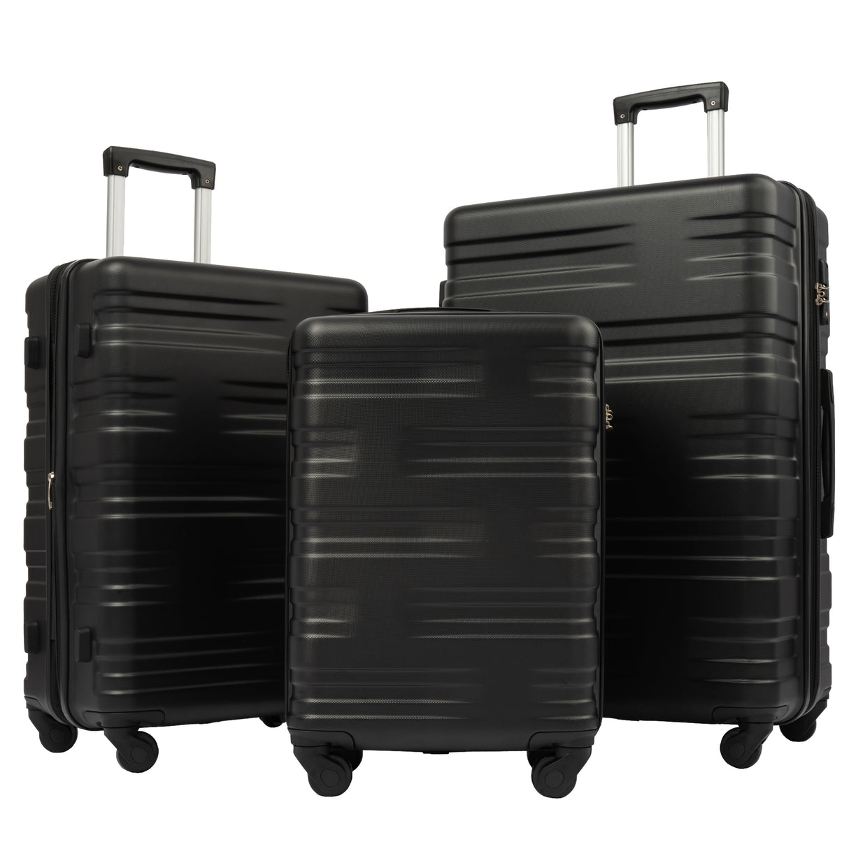 Hardshell Luggage Sets 3 Pcs Spinner Suitcase with TSA Lock Lightweight 20''24''28'' Black + ABS