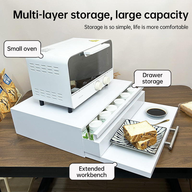 New microwave stand with pull-out drawer, coffee station, kitchen organizer - space-saving. - V.I.P Digital Presence