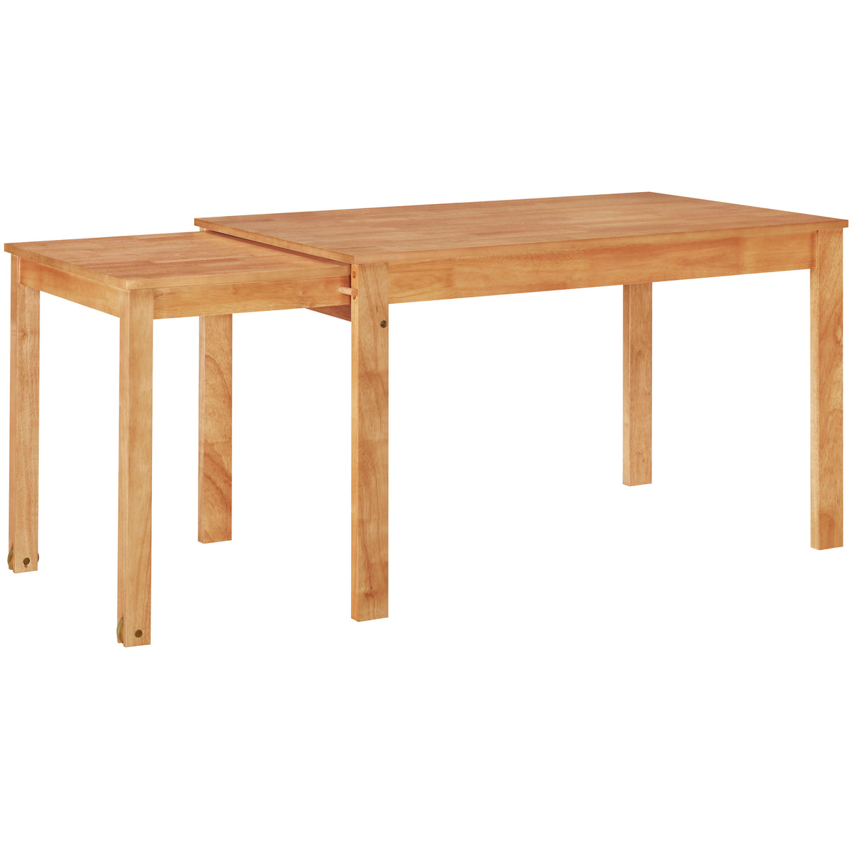 TOPMAX 65 "5-piece set with wheels, expandable dining table set, 17.7" pull-out side table and small dining chairs, natural