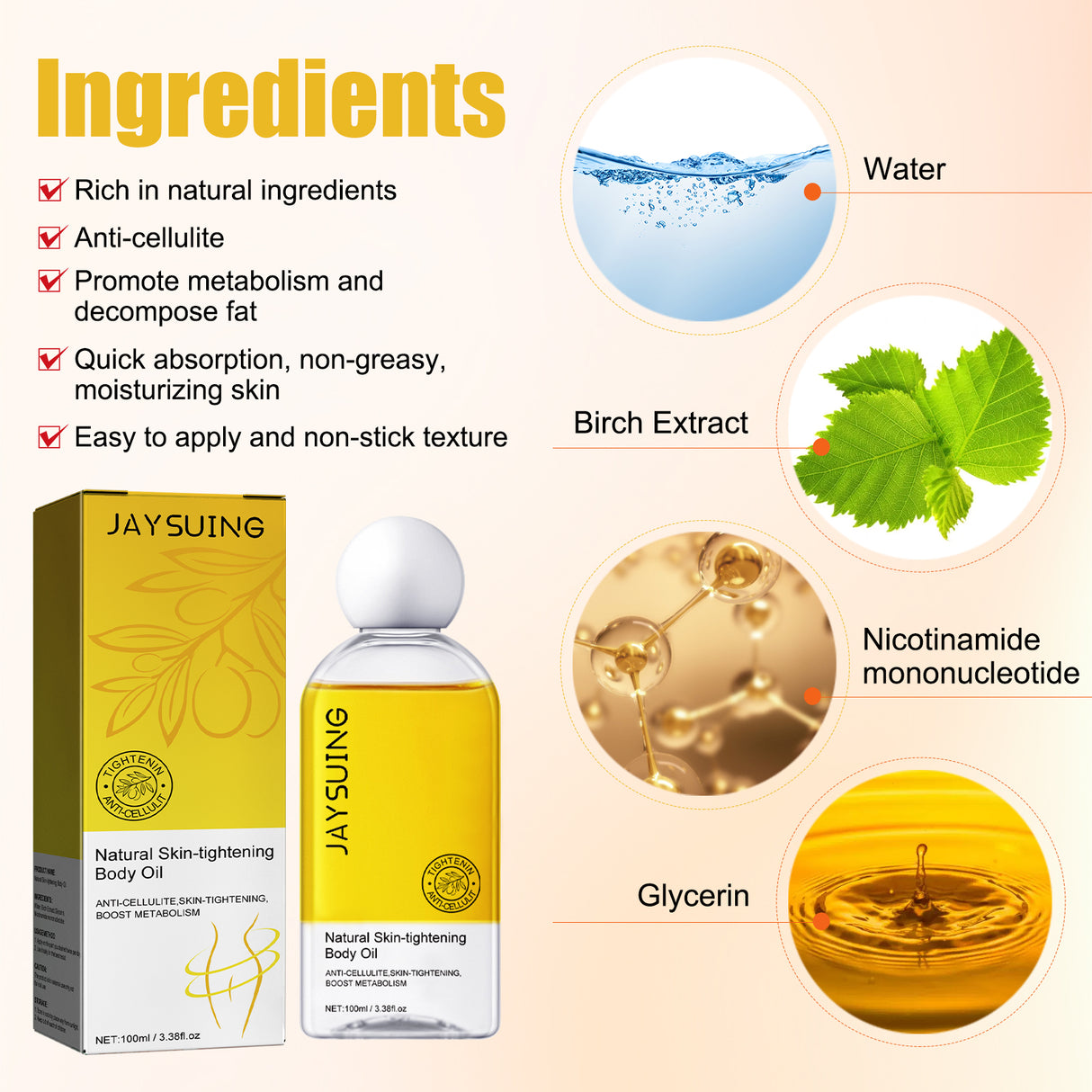 Firming Body Oil, Anti-Orange Peel Moisturizing Slimming Beauty Skin Oil