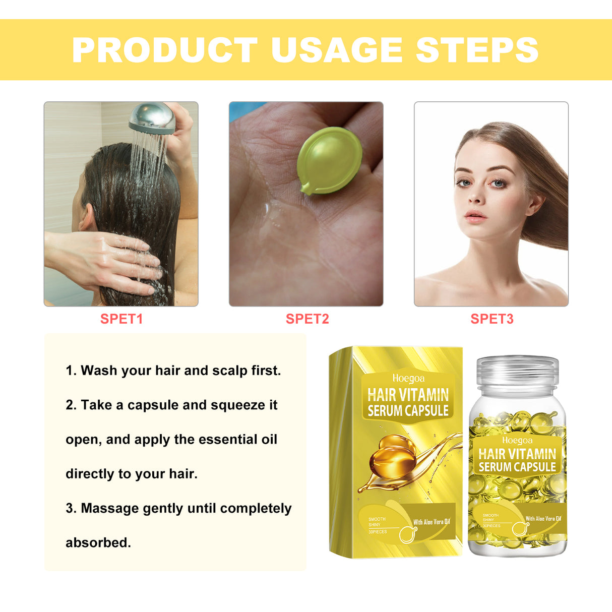 Yellow Hair Essential Oil Care Capsule Repair Scalp Dust, Moisturize And Protect Hair Soft And Shiny - V.I.P Digital Presence