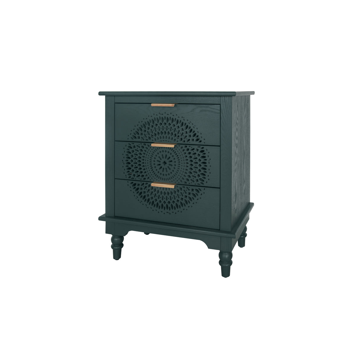 Hollow-Carved 3 Drawer Dresser Storage Chest with Metal Handles For Living Room Bedroom - V.I.P Digital Presence