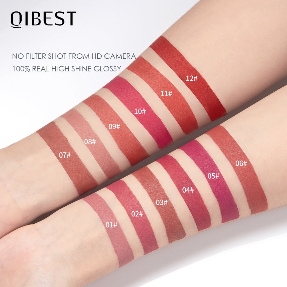 QIBEST Silky Lip Glaze Non-Stick Cup Does Not Fade Lip Gloss Makeup Color Liquid Lipstick Matte Moisturizing Lip Gloss - V.I.P Digital Presence