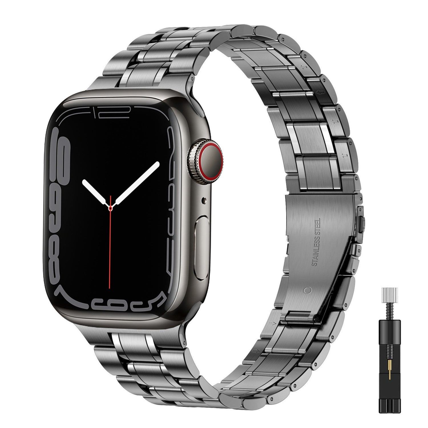 Suitable For Apple Watch S 3 4 5 iwatch S 7 8 9 Stainless Steel Metal Fine Steel Watch Chain With Five Beads - V.I.P Digital Presence