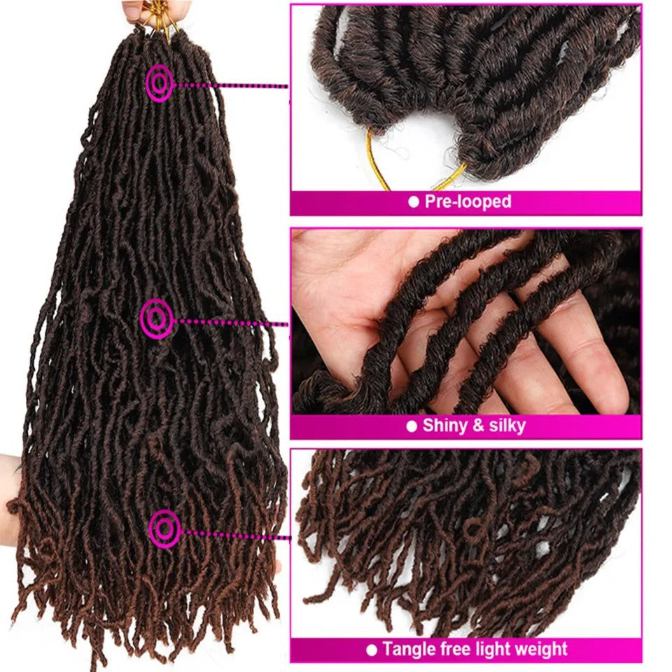 18 24 36 inch Wig Earthworm Crooked Crochet Fiber Wig NuLocs Braiding Hair Dirty Braid - V.I.P Digital Presence