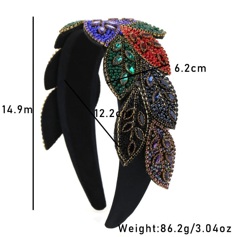 Handmade Heavy Craft Inlaid Water Diamond Rice Ball Head Hoop - V.I.P Digital Presence