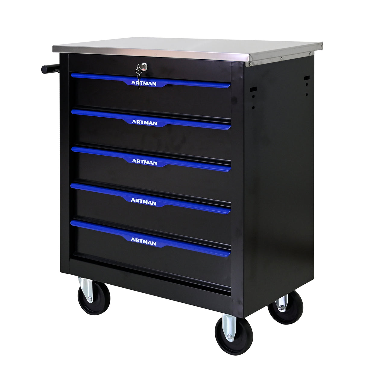 5 DRAWERS MULTIFUNCTIONAL TOOL CART WITH WHEELS-BLACK+BLUE - V.I.P Digital Presence