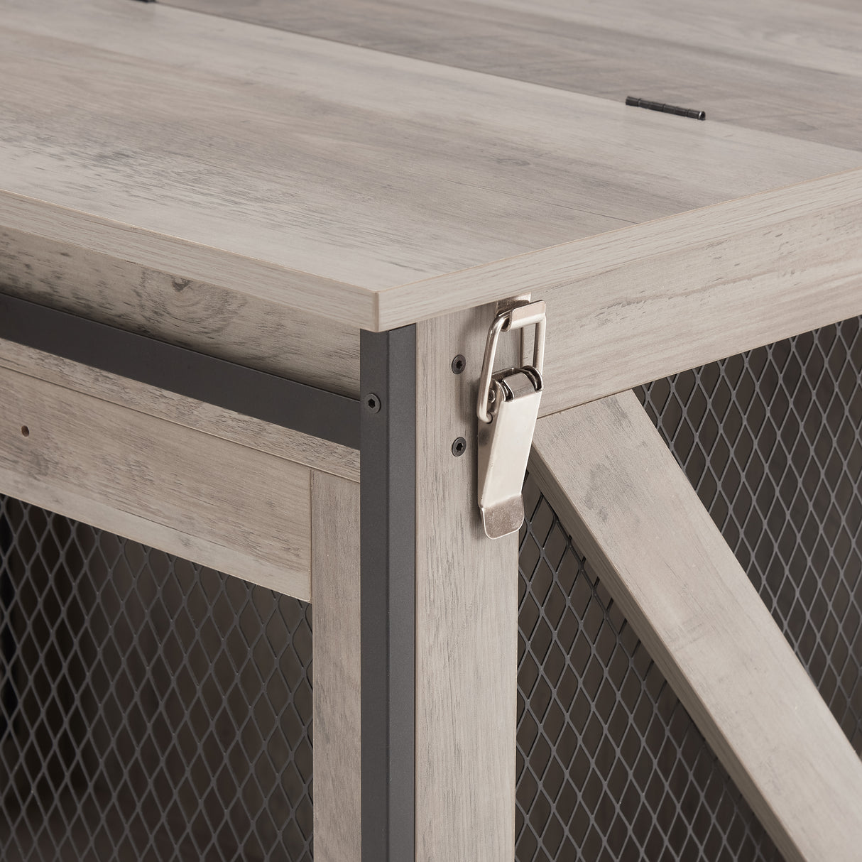 Farmhouse Dog Cage Crate Furniture with Sliding Barn Door, Farmhouse Wooden Dog Kennel End Table with Flip-top Plate Dog House - V.I.P Digital Presence
