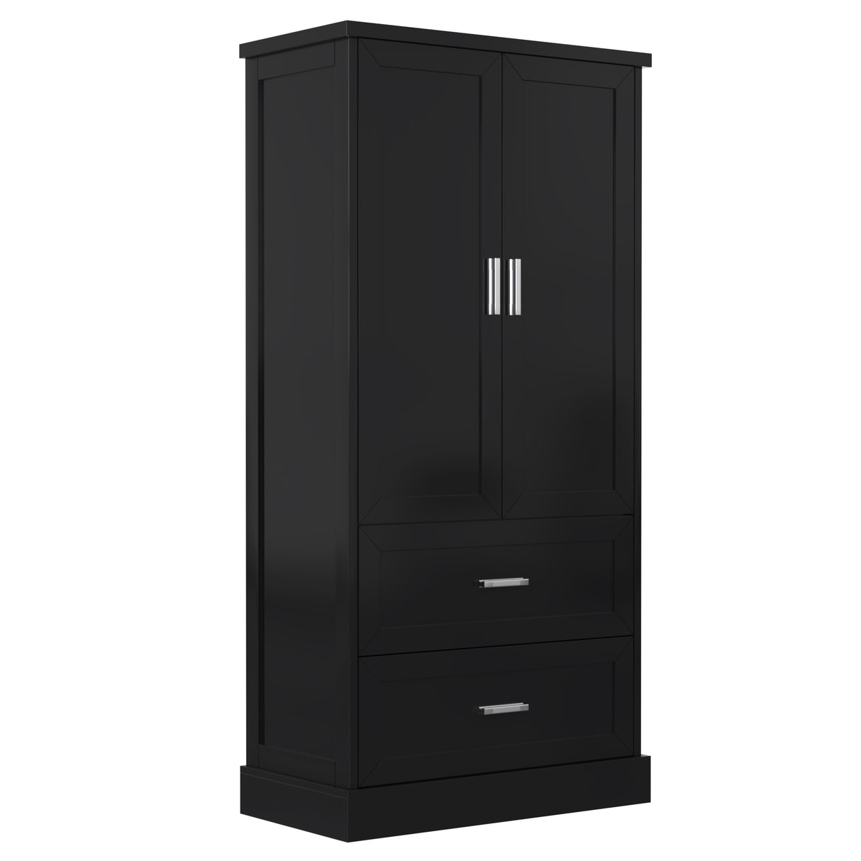 Tall Bathroom Storage Cabinet, Cabinet with Two Doors and Drawers, Adjustable Shelf, MDF Board, Black - V.I.P Digital Presence