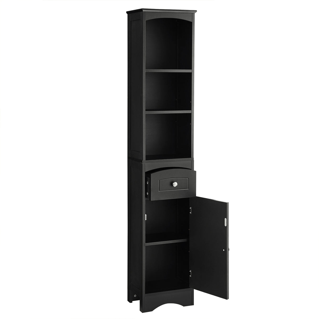 Tall Bathroom Cabinet, Freestanding Storage Cabinet with Drawer, MDF Board, Adjustable Shelf, Black - V.I.P Digital Presence