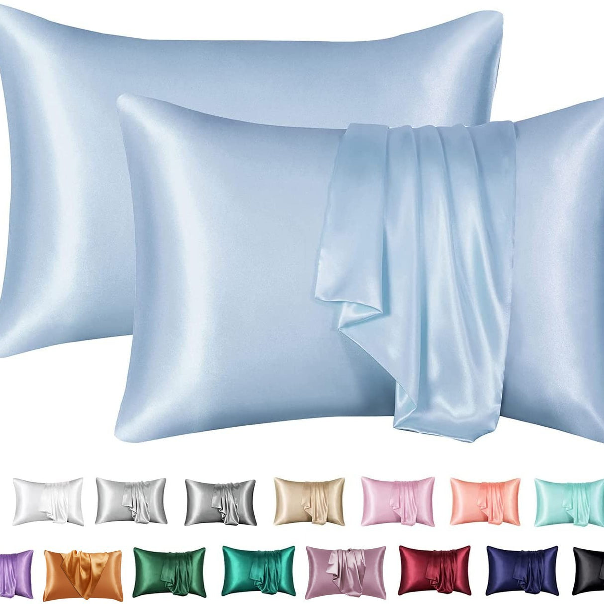 Simulation silk solid color polyester pillowcase envelope pillow pillow cases pillow pair multi-color - V.I.P Digital Presence