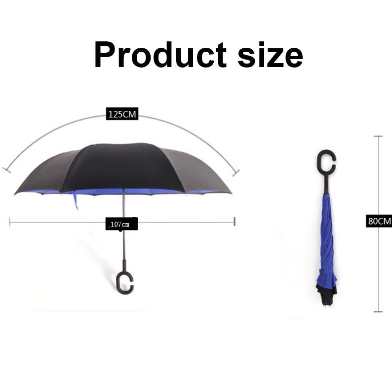 C Handle Windproof Reverse Folding Umbrella Man Women Sun Rain Car Inverted Umbrellas - V.I.P Digital Presence