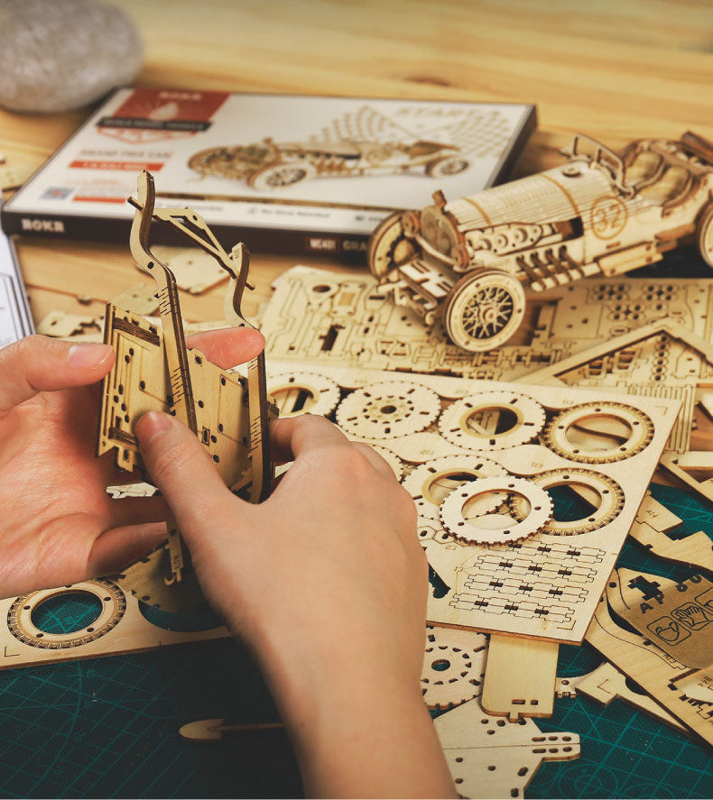 3DIY Hand Assembled Train Jeep Truck Children's Toy Boy Gift Wooden 3D Puzzle