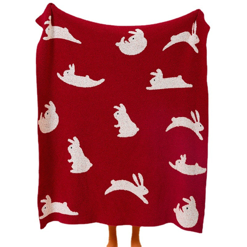 New Year Rabbit Blanket Sofa Blanket Scarf