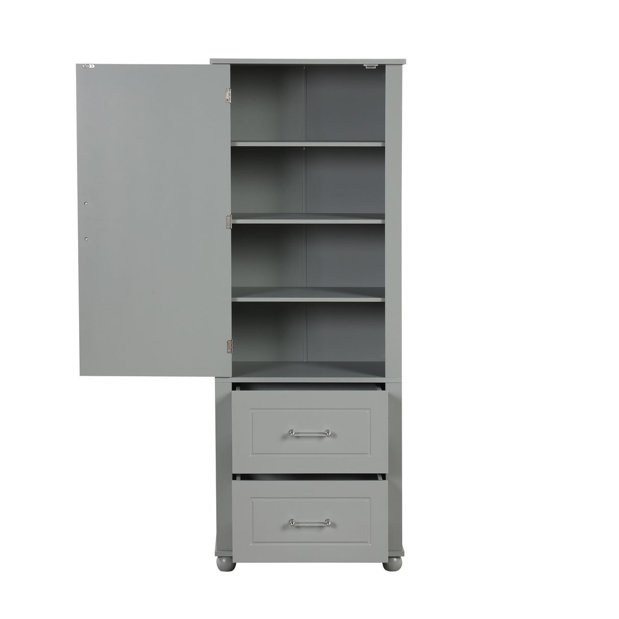 Tall Bathroom Storage Cabinet, Freestanding Storage Cabinet with Two Drawers and Adjustable Shelf, MDF Board , Grey - V.I.P Digital Presence