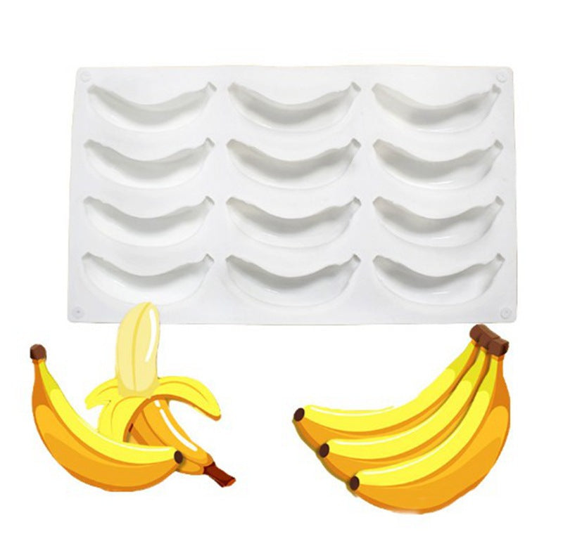 Silicone Mousse Cake Mold for French Desserts and Chocolate Filling - 12-Cavity Banana Shape - V.I.P Digital Presence