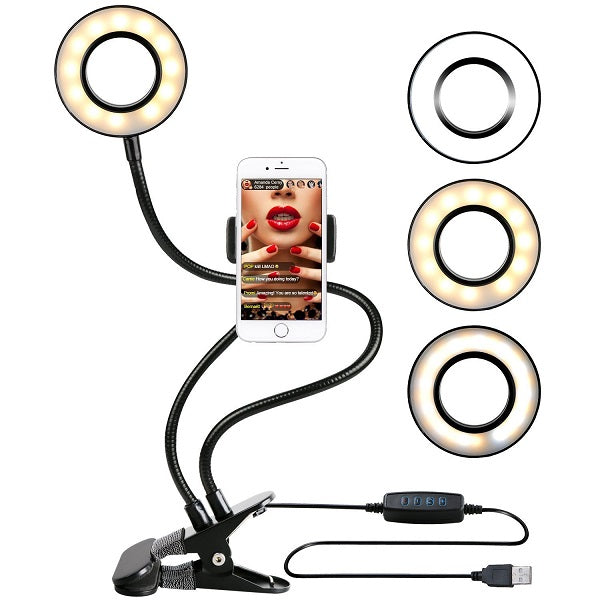 Photo Studio Selfie LED Ring Light with Cell Phone Mobile Holder for Youtube Live Stream Makeup Camera Lamp for iPhone Android - V.I.P Digital Presence
