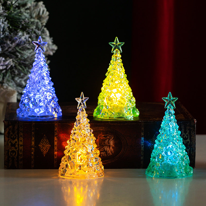 Christmas decoration mini luminous Christmas tree transparent crystal night light cross-border desktop decoration props small gifts - V.I.P Digital Presence