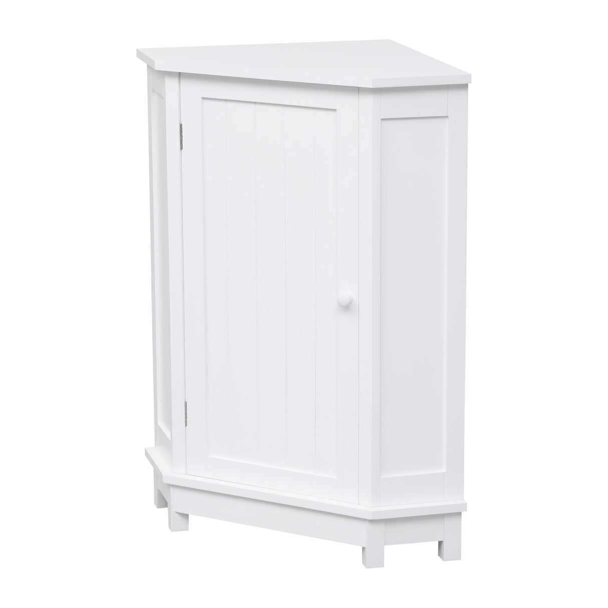White Bathroom Cabinet Triangle Corner Storage Cabinet with Adjustable Shelf Modern Style MDF Board - V.I.P Digital Presence