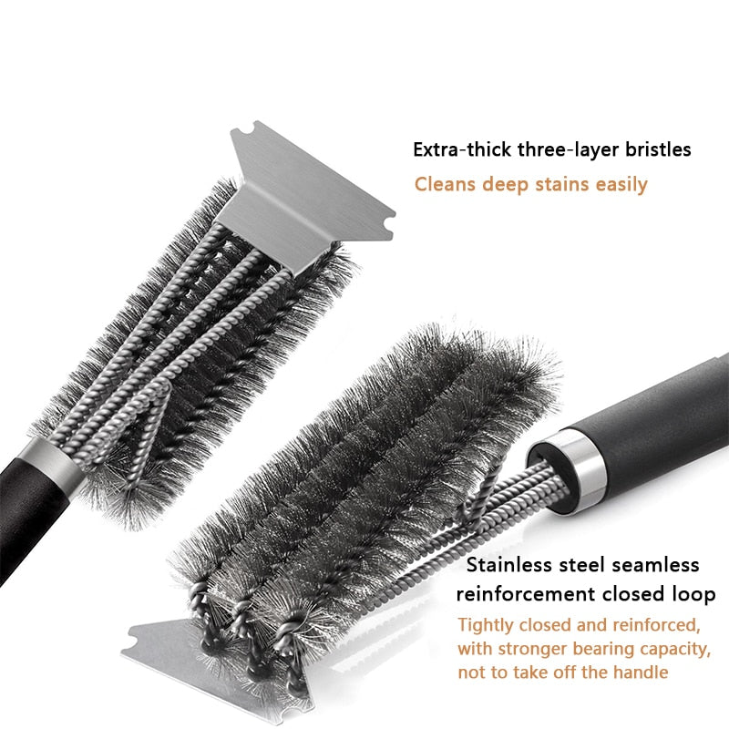 BBQ Grill Barbecue Kit Cleaning Brush Stainless Steel Kitchen Accessories Bristles Cleaning Brushes Cooking Tool Barbecue Gadget - V.I.P Digital Presence
