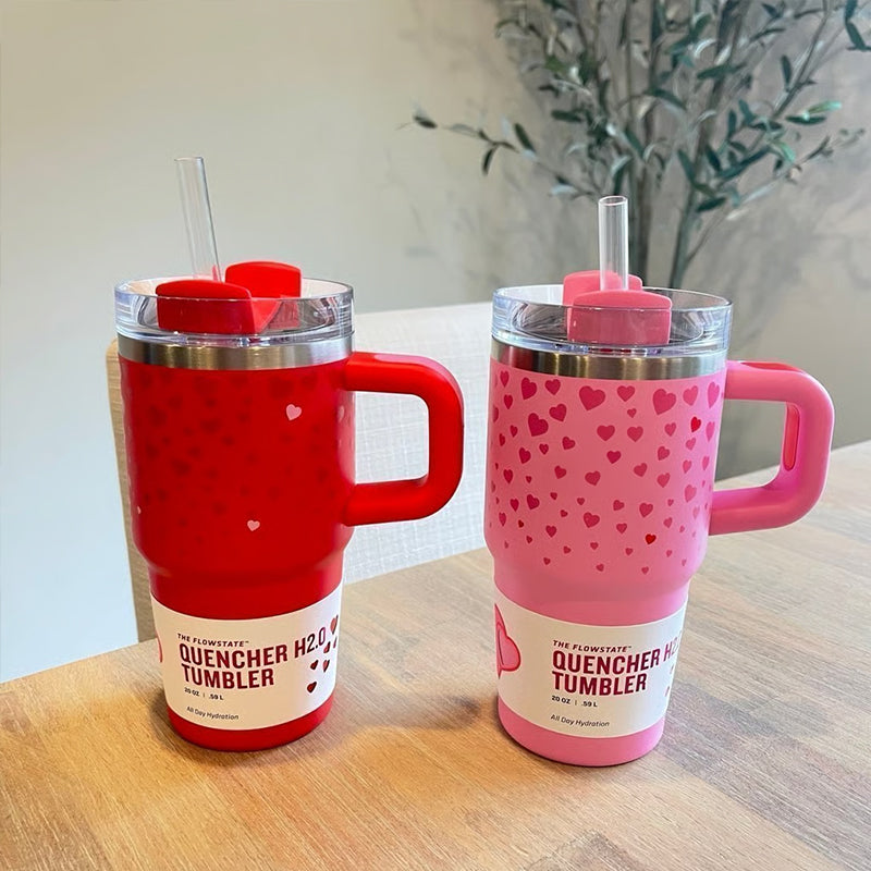 Valentine's Day - themed 5D - patterned love - heart thermos cup with cold - keeping function, made of 304 stainless steel - V.I.P Digital Presence