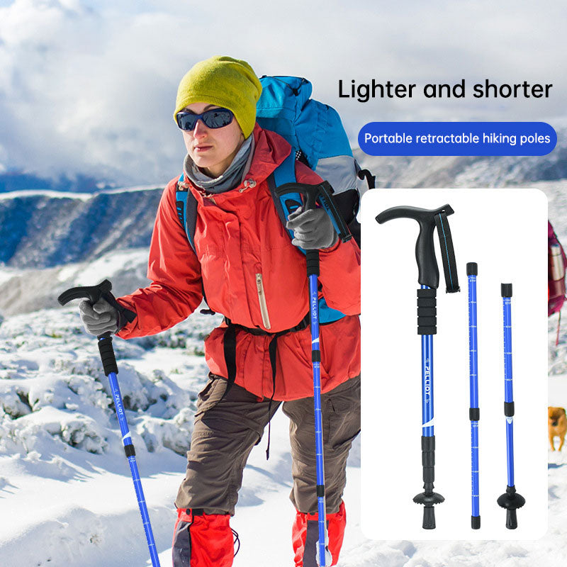 Outdoor telescopic climbing stick aluminum alloy crutches portable walking stick portable climbing equipment - V.I.P Digital Presence