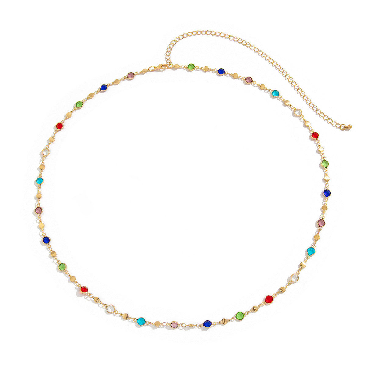 Bohemian style inlaid colorful crystal body chain ins style alloy versatile waist chain - V.I.P Digital Presence