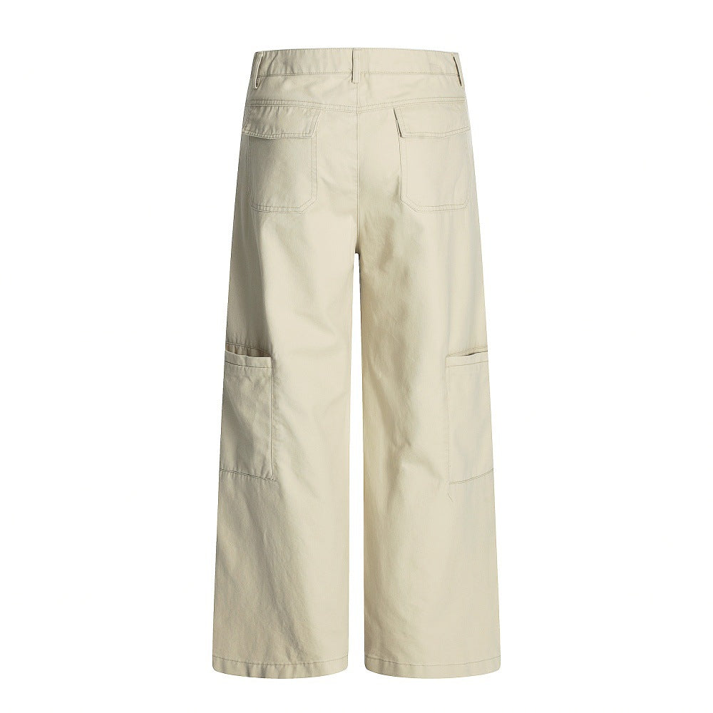 Design Sense Multi-Pocket Workwear Casual Trousers Men's Solid Color Loose Wide-Leg Straight Leg Long Pants Vibe Trendy Retro Versatile - V.I.P Digital Presence