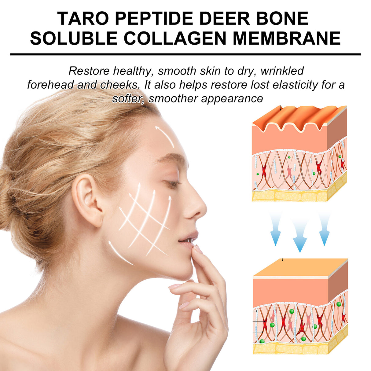 Collagen Membrane, Reduces Wrinkles, Smooths Forehead Fine Lines, Moisturizes And Tightens Skin Protein Membrane