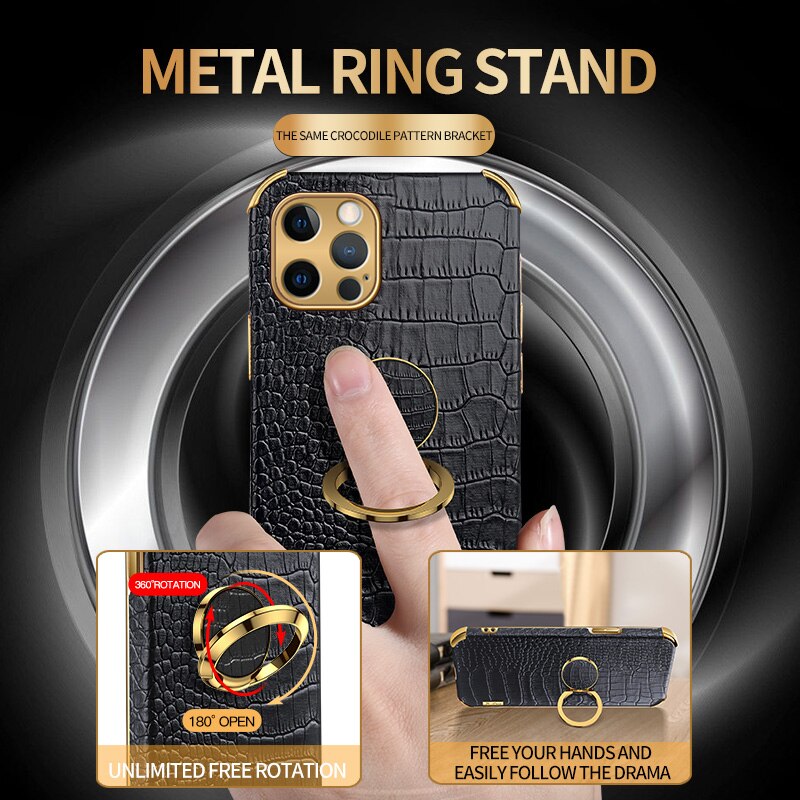 Luxury Crocodile pattern Leather Holder Phone Case For iPhone 11 12 13 Pro Max Mini X XR XSMax 7 8 Plus SE 2020 Shockproof Cover