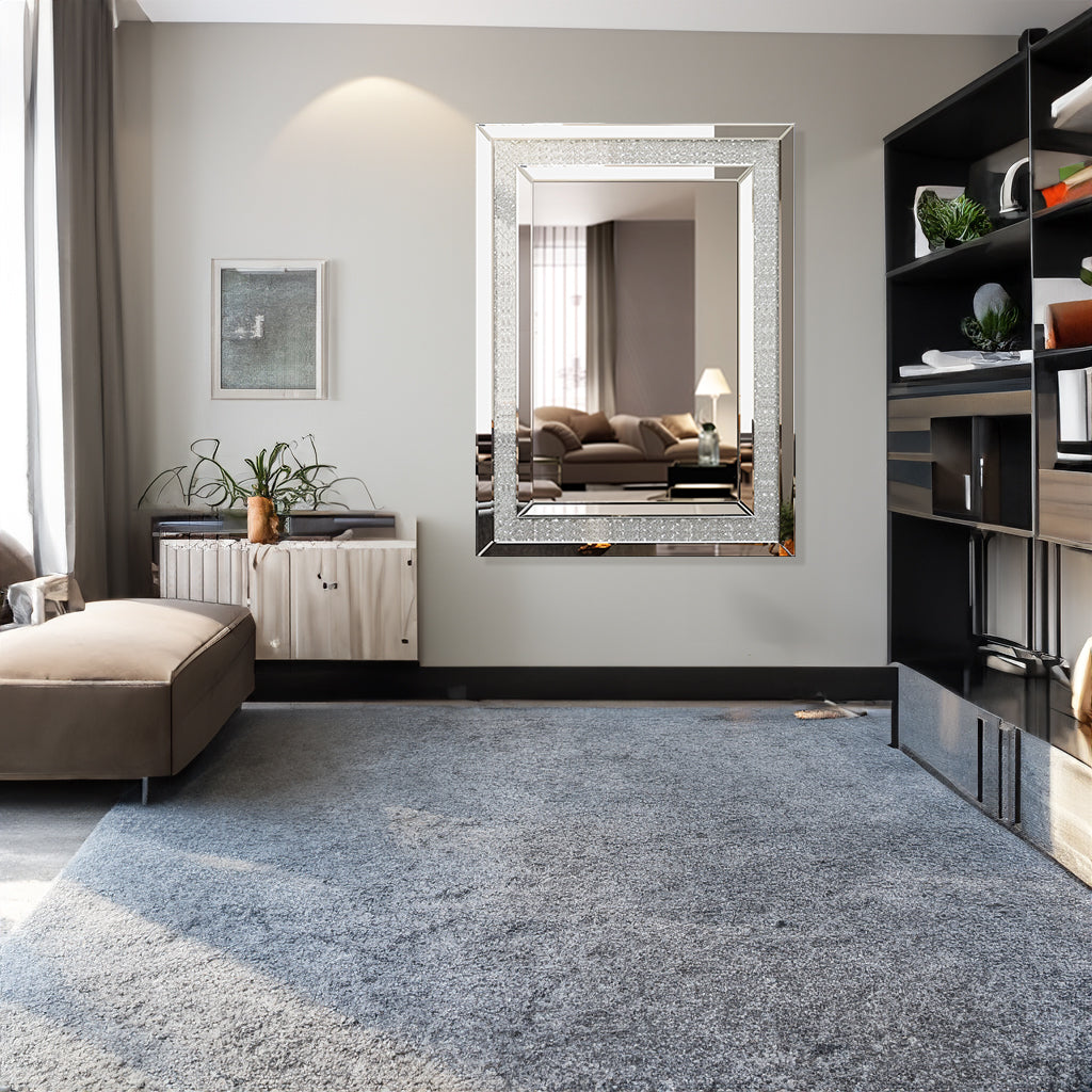 Large Wall-Mounted Silver Decorative Rectangular Wall Mirror for Home, Living Room, Bedroom, Entryway (clear HD mirror) - V.I.P Digital Presence