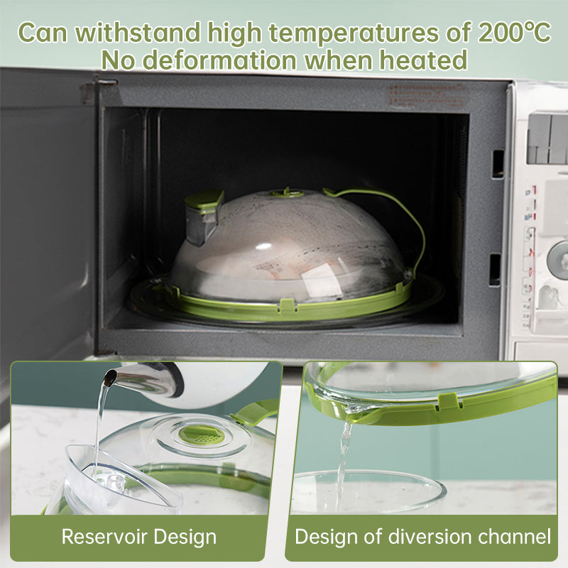 News Food Microwave Cover, Clear, with Water Steamer & Handle, 10 Inch, for Plate, Kitchen Gadget - V.I.P Digital Presence