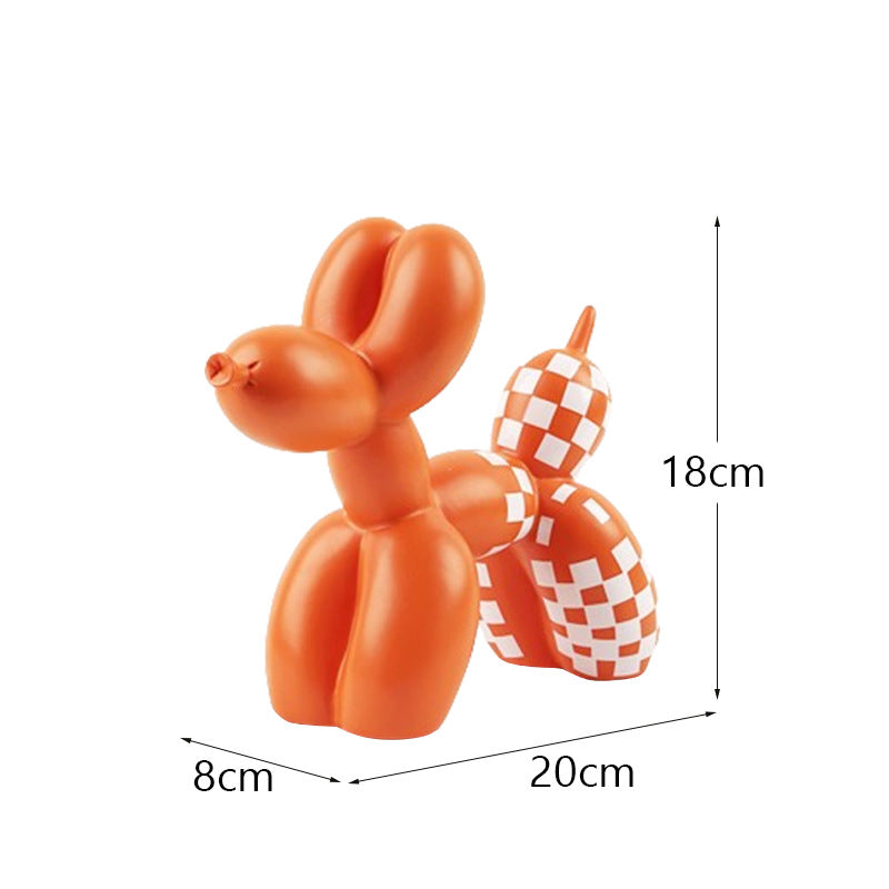 New black and white plaid balloon dog ornaments creative TV cabinet wine cabinet living room porch resin crafts - V.I.P Digital Presence