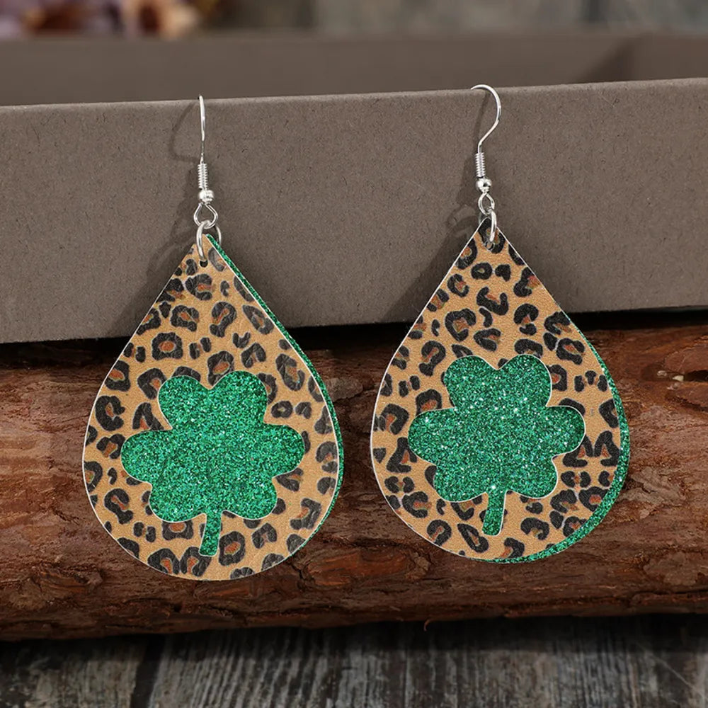Leopard Hollowed Leather Teardrop Earrings - V.I.P Digital Presence
