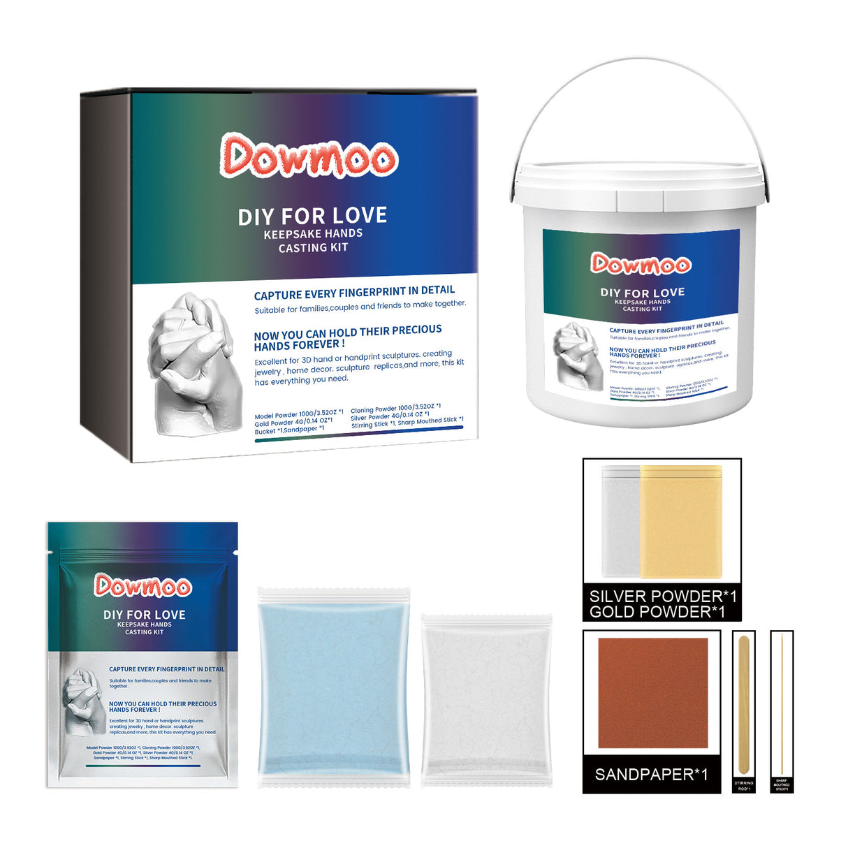 DOWMOO Diy For Love Keepsake Hands Casting Kit, Homemade Holiday Gift Hand-Seal Clay Plaster Commemorative Crafts - V.I.P Digital Presence