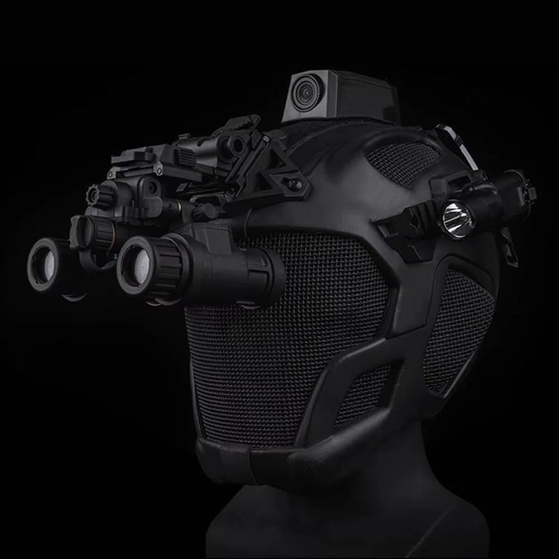 Lightweight EVA tactical helmet for hunting, airsoft, etc. Steel mesh mask included, good for cosplay. - V.I.P Digital Presence