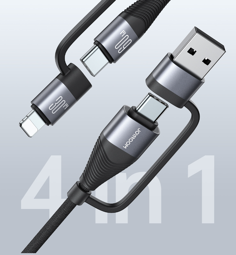 Aluminum alloy four in one data cable for mobile fast charging 60W high-power transmission data cable - V.I.P Digital Presence