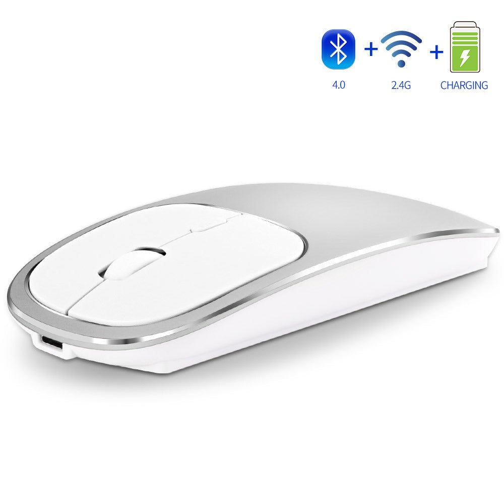 Aluminum alloy dual-mode wireless Bluetooth mouse rechargeable silent infinite computer accessories - V.I.P Digital Presence