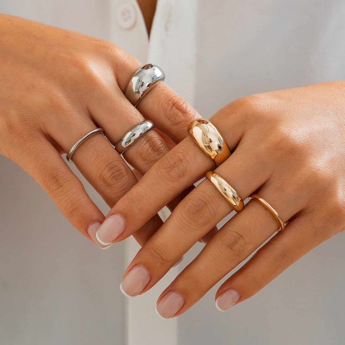 Fashion irregular alloy ring 3-piece set with smooth geometric opening ring set - V.I.P Digital Presence