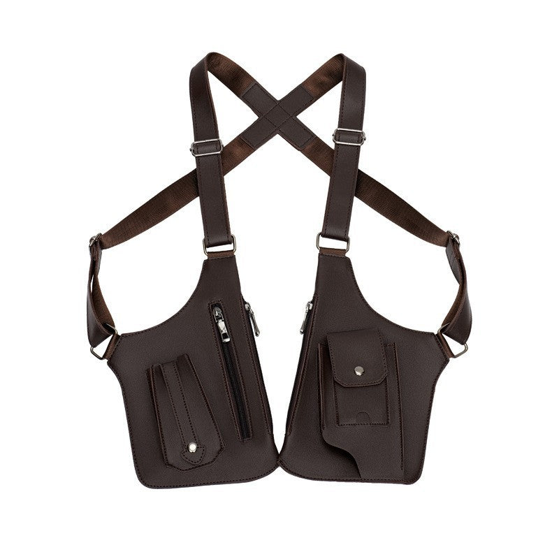 A medieval - style leather harness bag that is an anti - theft wallet, phone pouch, and suitable for men's Viking cosplay. - V.I.P Digital Presence