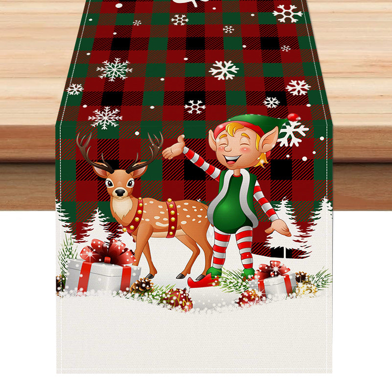 Christmas table flag holiday party restaurant decoration tablecloth linen checkered printed dining table tablecloth mat - V.I.P Digital Presence