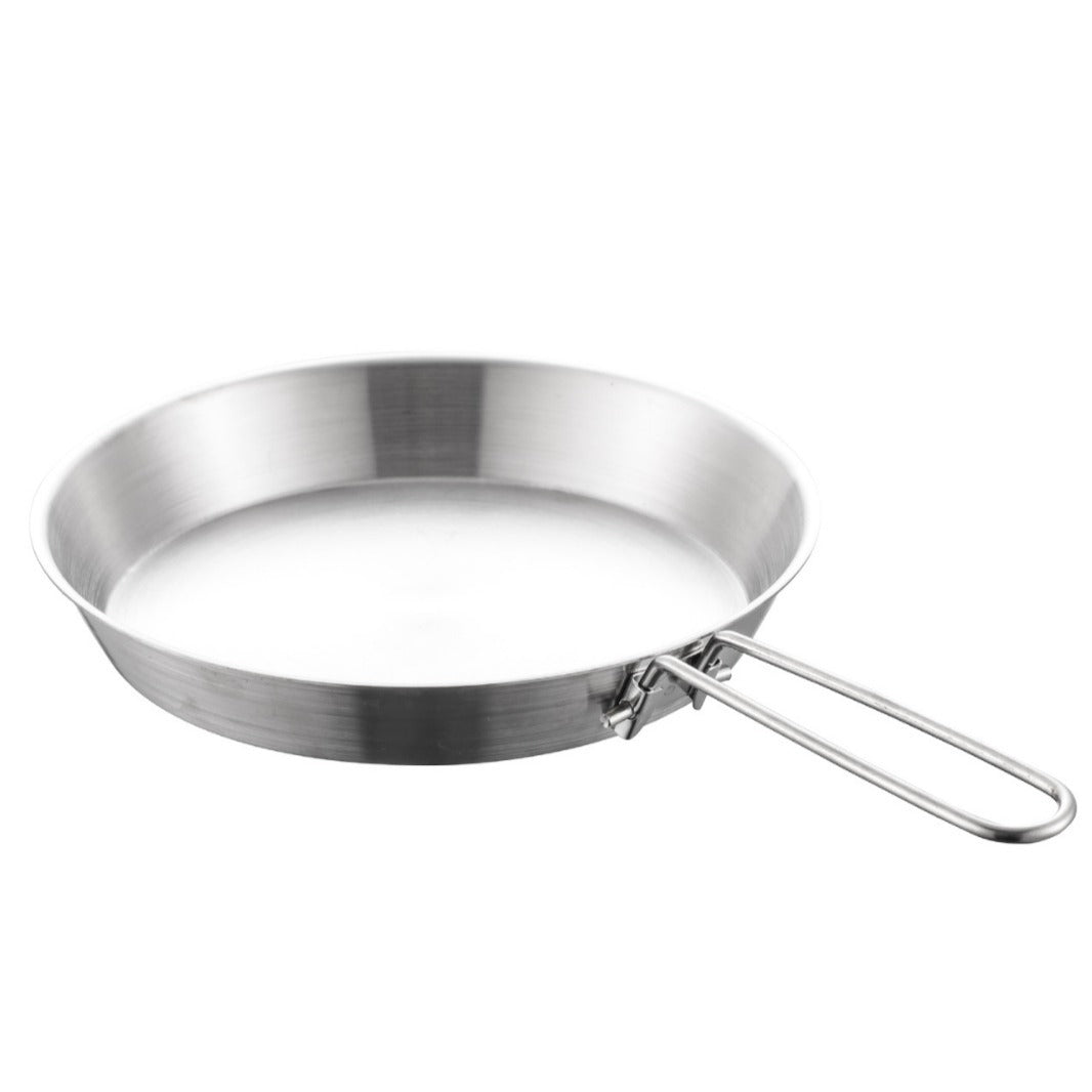 stainless steel folding handle frying pan outdoor flat bottomed frying pan mini frying pan portable frying pan camping equipment - V.I.P Digital Presence