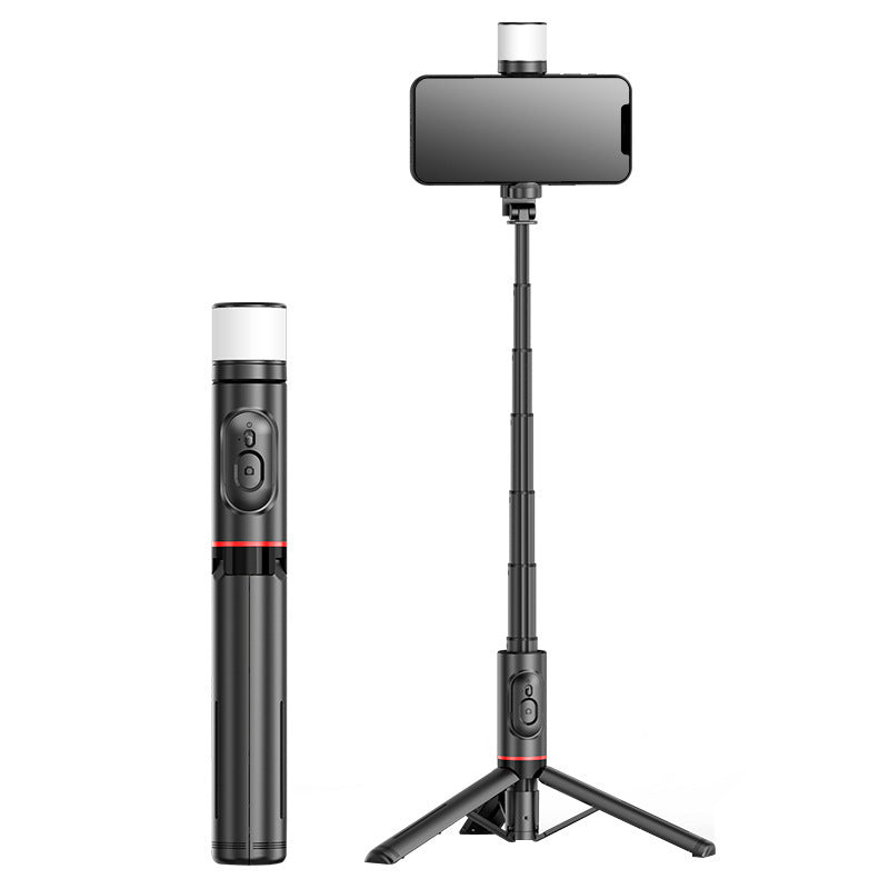 Mobile Phone Bluetooth Selfie Stick with Rotating Fill Light and Hidden Tripod Live Streaming Stand - V.I.P Digital Presence