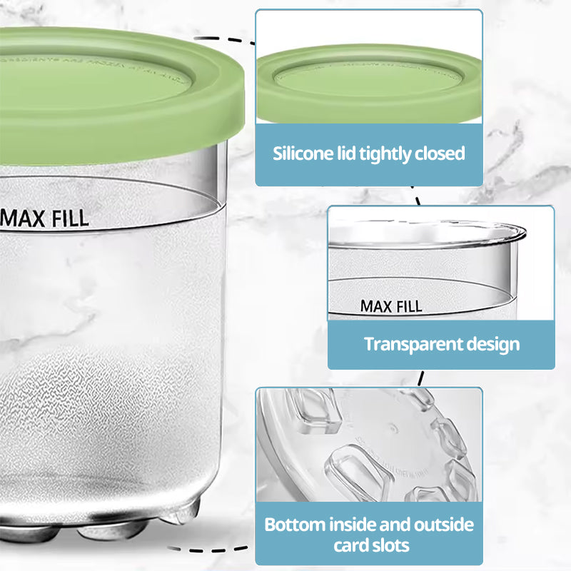 4-Pack Replacement Containers & Lids for Nin-ja Creami Deluxe Pints, 16oz, Compatible with NC299AMZ & NC300s, Original Grey - V.I.P Digital Presence