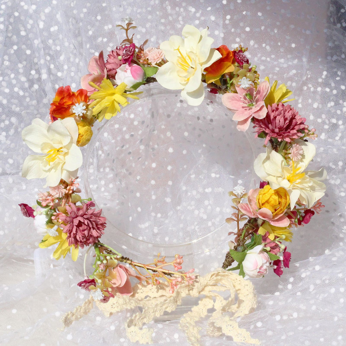 Autumn Flower Wreath Headwear Handmade Fabric Headflower Wedding Headband Bridal Ladies Scenic Photography Flower Wreath - V.I.P Digital Presence